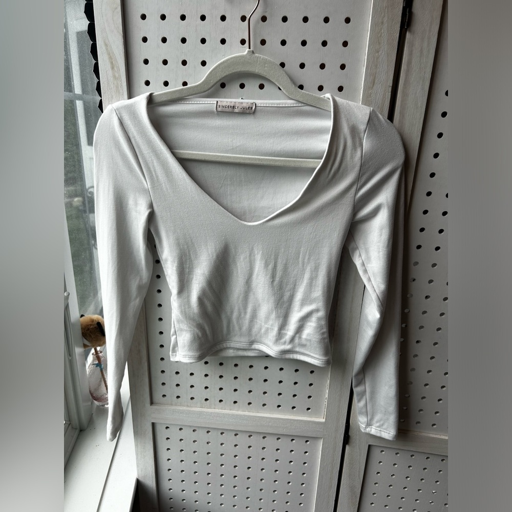 Sincerely Jules White Long Sleeve Crop Top – XS